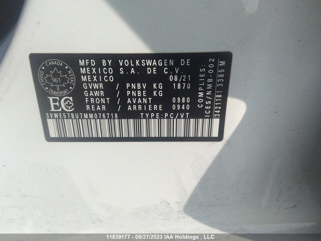 3VWE57BU7MM076718 Volkswagen Jetta Highline