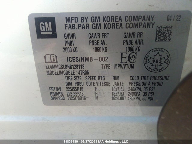 KL4MMCSL8NB128118 Buick Encore Gx Preferred