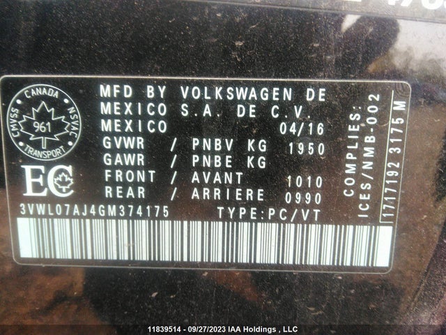 3VWL07AJ4GM374175 Volkswagen Jetta Sedan Highline