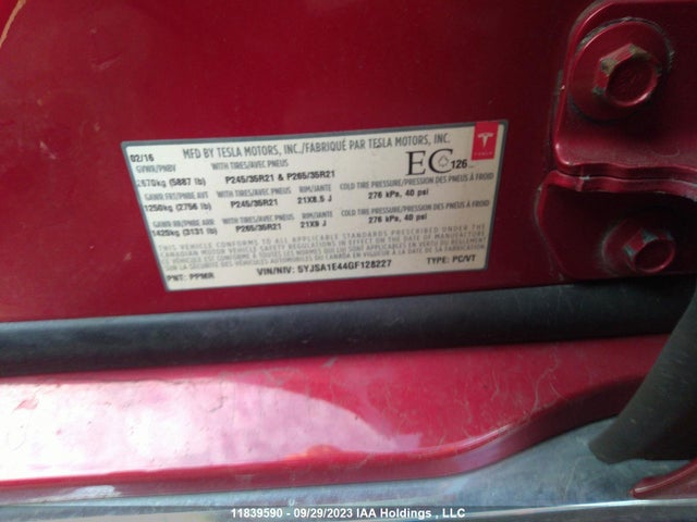 5YJSA1E44GF128227 Tesla Model S 90d/p100d/p85d/p90d