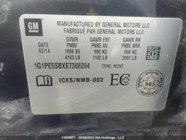 Chevrolet Cruze 2lt 2014 1G1PE5SBXE7308294 Image 9