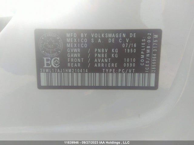 3VWL17AJ1HM210414 Volkswagen Jetta Sedan Highline