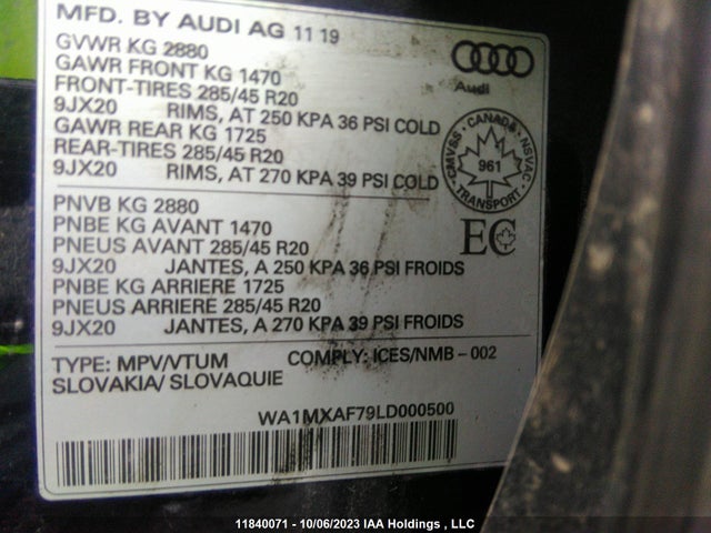 WA1MXAF79LD000500 Audi Q7 Progressiv