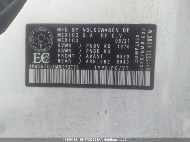 3VWE57BU6MM073776 Volkswagen Jetta Highline