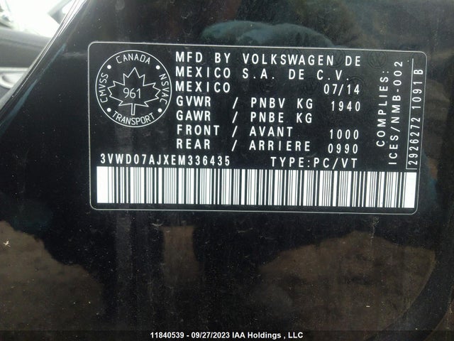 3VWD07AJXEM336435 Volkswagen Jetta Sedan Comfortline