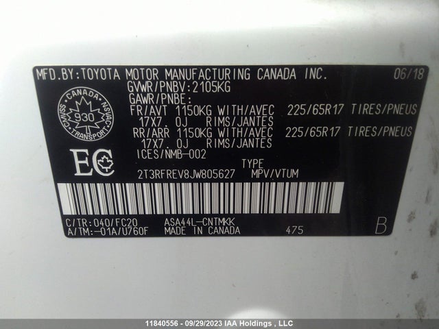 Toyota Rav4 Xle 2018 2T3RFREV8JW805627 Image 9