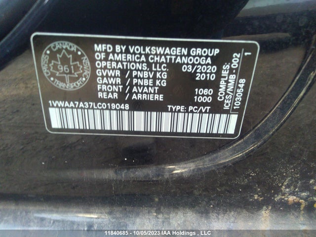 1VWAA7A37LC019048 Volkswagen Passat Comfortline