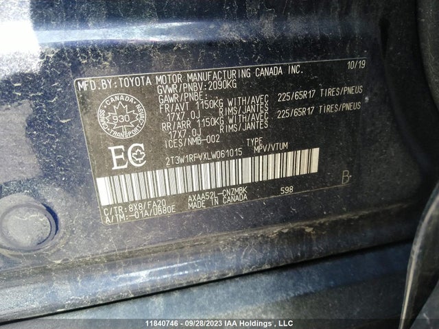 Toyota RAV4 2020 2T3W1RFVXLW061015 Image 9