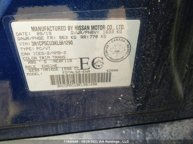 Nissan KICKS 2019 3N1CP5CU3KL561290 Image 9