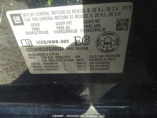 Chevrolet Silverado 1500 Lt 2015 3GCUKREC5FG268324 Image 9