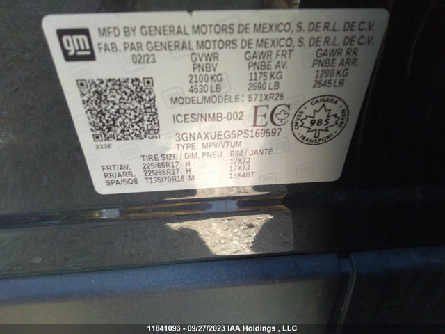 Chevrolet EQUINOX LT 2023 3GNAXUEG5PS169597 Image 9