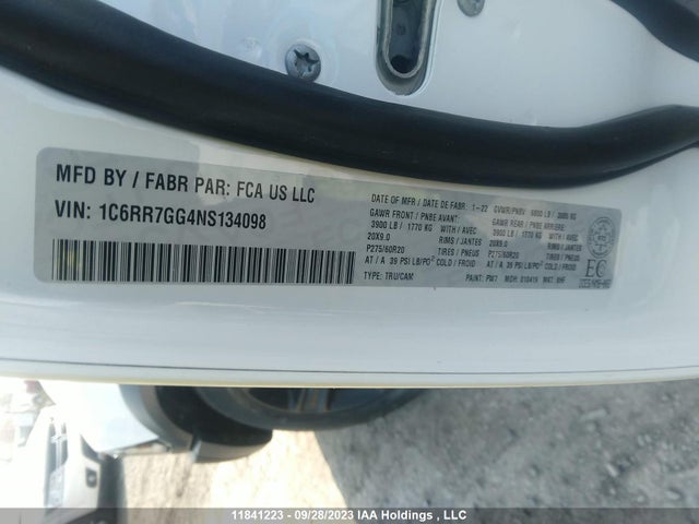 1C6RR7GG4NS134098 RAM 1500 Classic Warlock