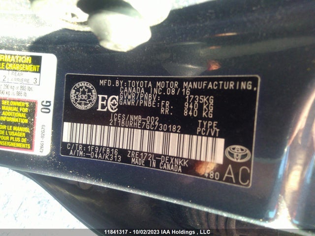 Toyota COROLLA CE/S/LE 2016 2T1BURHE7GC730182 Image 9