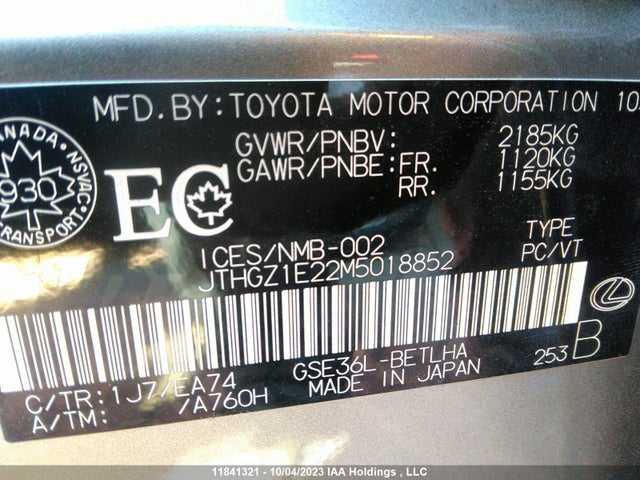 JTHGZ1E22M5018852 Lexus Is Is 350
