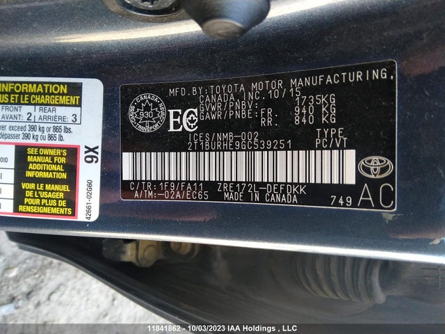 Toyota COROLLA CE/S/LE 2016 2T1BURHE9GC539251 Image 9
