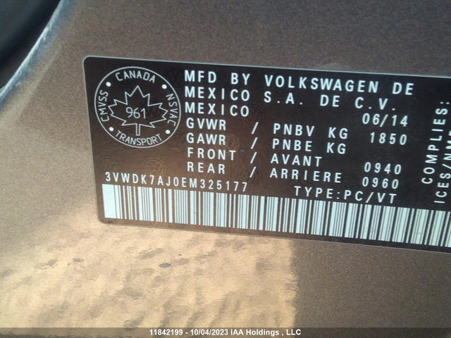 3VWDK7AJ0EM325177 Volkswagen Jetta Sedan Comfortline