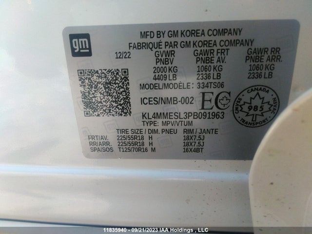KL4MMESL3PB091963 Buick Encore Gx Select