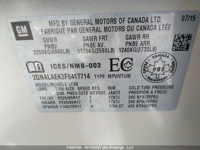 Chevrolet EQUINOX LS 2015 2GNALAEK3F6417714 Image 9