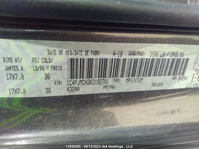 1C4PJMCN3KD192701 Jeep Cherokee North