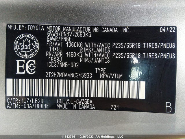 2T2HZMDA4NC345933 Lexus Rx Rx 350