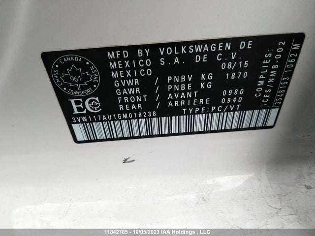 3VW117AU1GM016238 Volkswagen Golf Trendline/highline