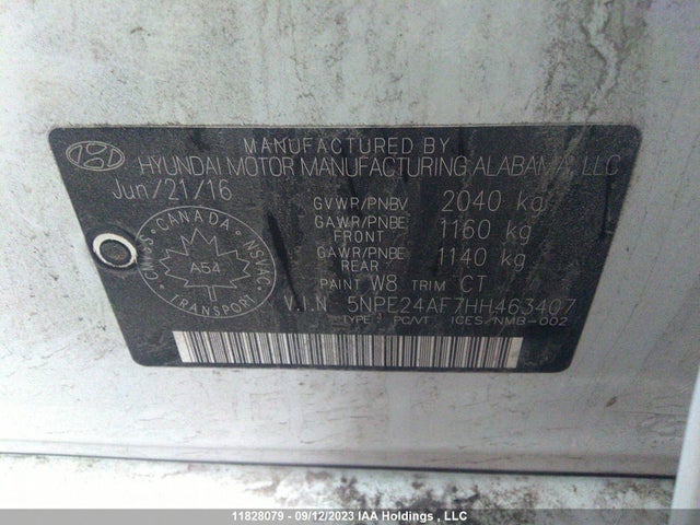 Hyundai Sonata 2.4l Gls 2017 5NPE24AF7HH463407 Image 9