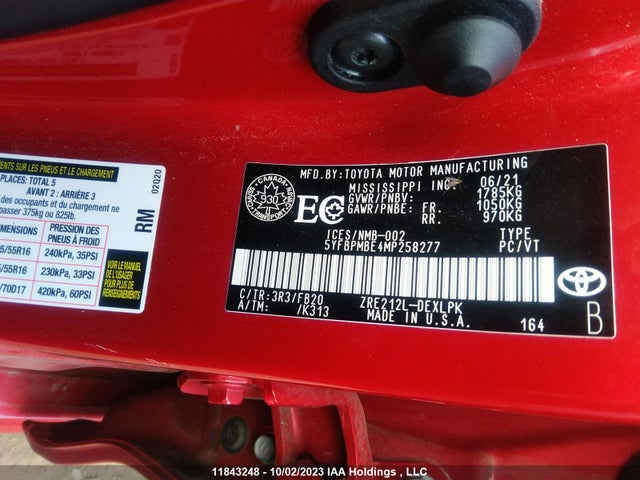 Toyota Corolla L/le/xle 2021 5YFBPMBE4MP258277 Image 9