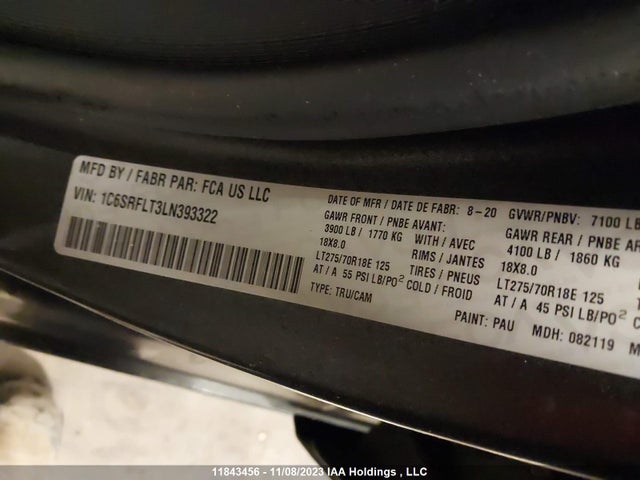 1C6SRFLT3LN393322 RAM 1500 Rebel