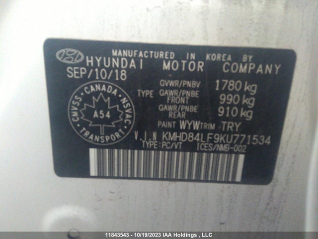Hyundai Elantra Preferred 2019 KMHD84LF9KU771534 Image 9