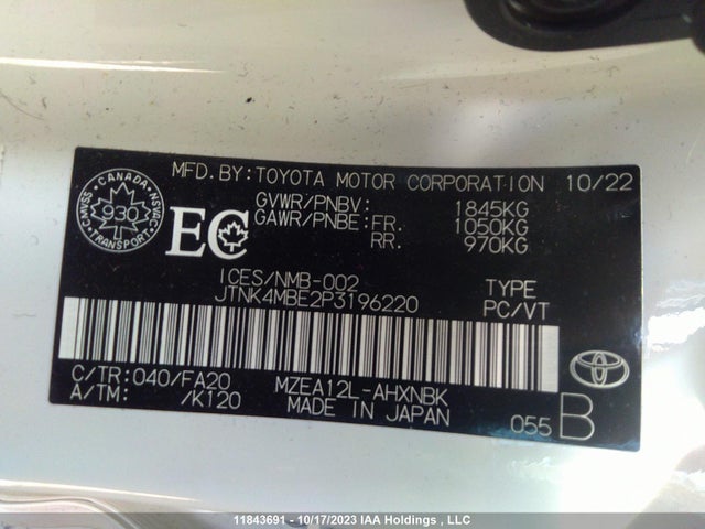 Toyota COROLLA HATCHBACK 2023 JTNK4MBE2P3196220 Image 9