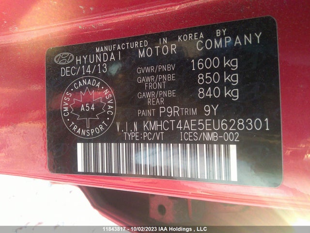 Hyundai ACCENT GL 2014 KMHCT4AE5EU628301 Image 9