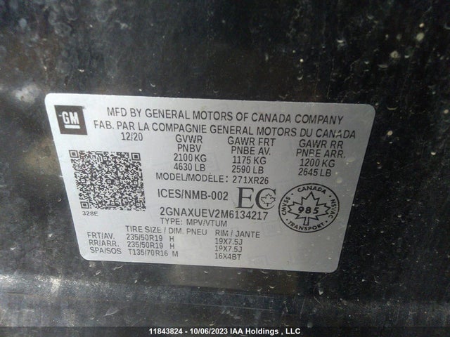 Chevrolet EQUINOX LT 2021 2GNAXUEV2M6134217 Image 9