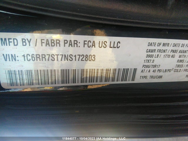 1C6RR7ST7NS172803 RAM 1500 Classic Tradesman