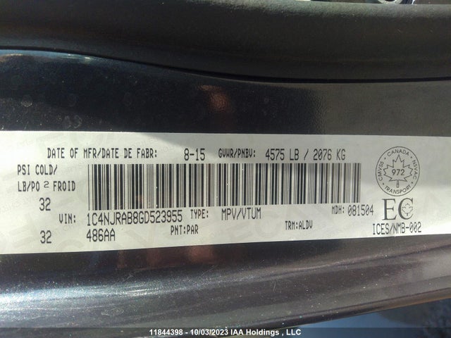 1C4NJRAB8GD523955 Jeep Patriot High Altitude