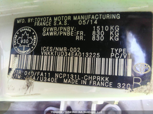 Toyota Yaris Ce/le/se 2014 VNKKTUD34EA013225 Image 9