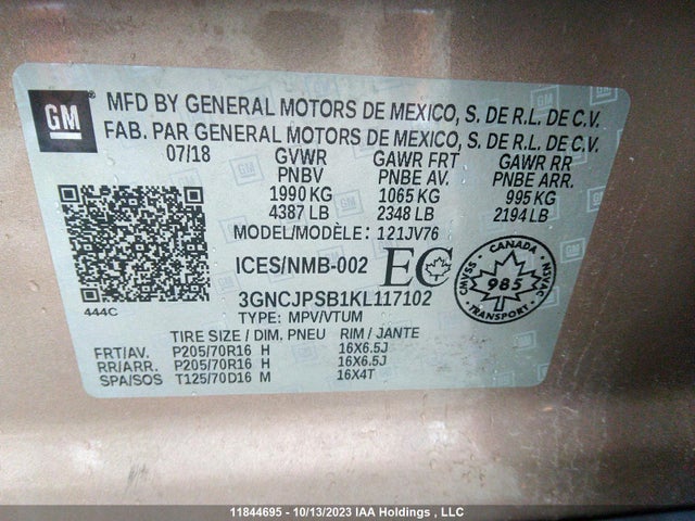 Chevrolet Trax Lt 2019 3GNCJPSB1KL117102 Image 9