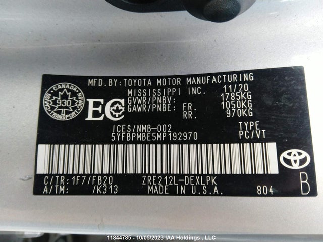 Toyota Corolla L/le/xle 2021 5YFBPMBE5MP192970 Image 9