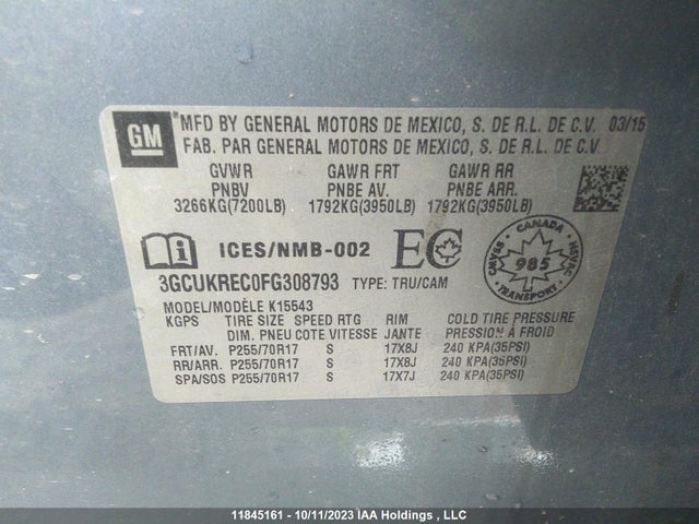 Chevrolet Silverado 1500 Lt 2015 3GCUKREC0FG308793 Image 9