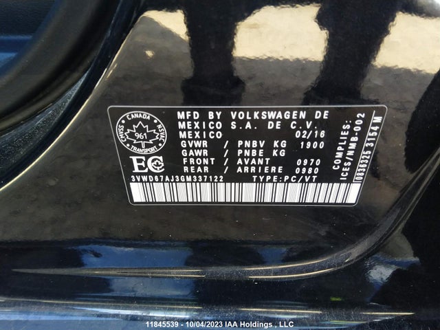 3VWD67AJ3GM337122 Volkswagen Jetta Sedan Comfortline