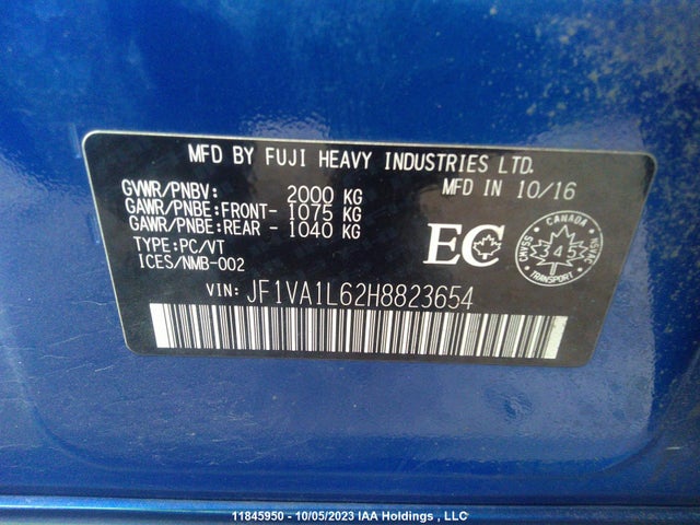 JF1VA1L62H8823654 Subaru dib