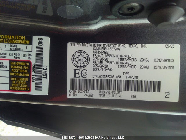 Toyota Tundra Sr 2023 5TFLA5DB9PX101400 Image 9