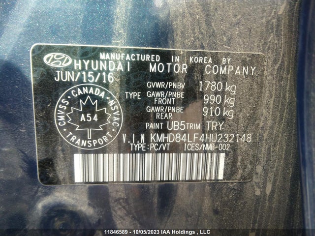 Hyundai ELANTRA GL 2017 KMHD84LF4HU232148 Image 9