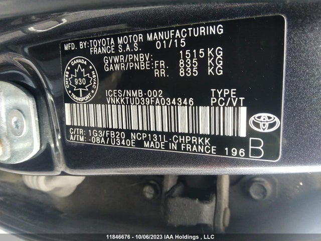 Toyota Yaris L/se/le 2015 VNKKTUD39FA034346 Image 9