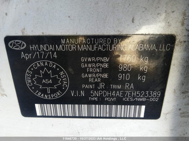 Hyundai Elantra Gls 2014 5NPDH4AE7EH523389 Image 9