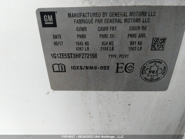 Chevrolet MALIBU LT 2017 1G1ZE5ST3HF272198 Image 9