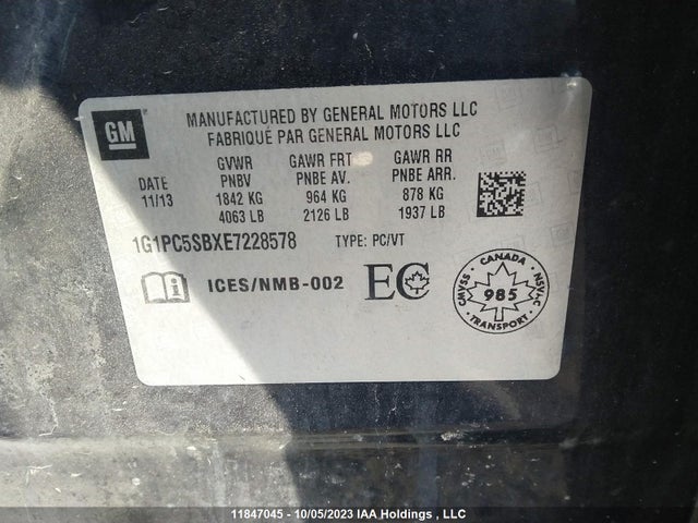 Chevrolet Cruze 1lt 2014 1G1PC5SBXE7228578 Image 9
