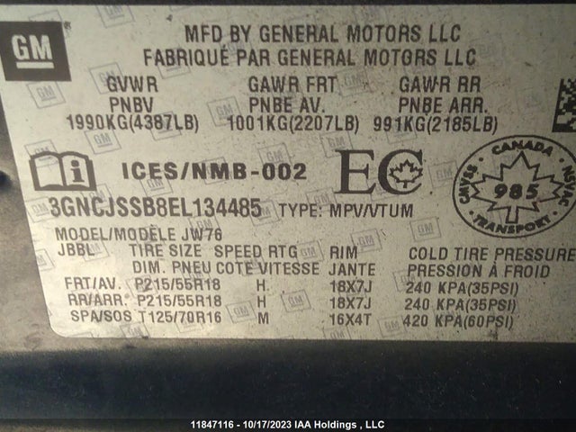 Chevrolet TRAX LTZ 2014 3GNCJSSB8EL134485 Image 9