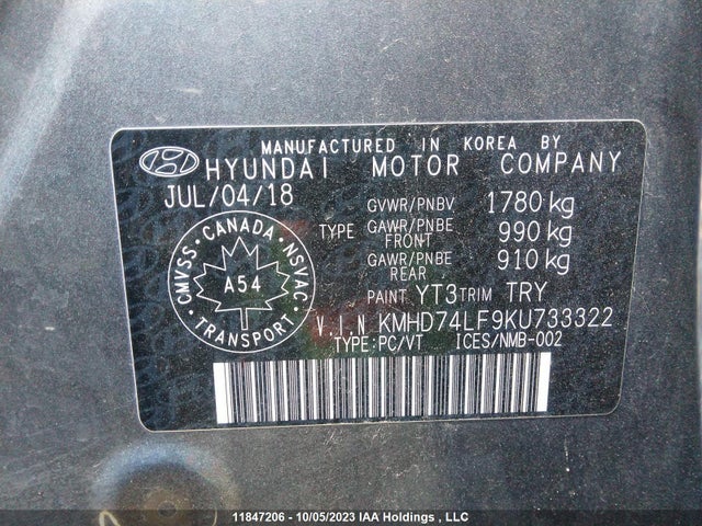 Hyundai Elantra Essential 2019 KMHD74LF9KU733322 Image 9