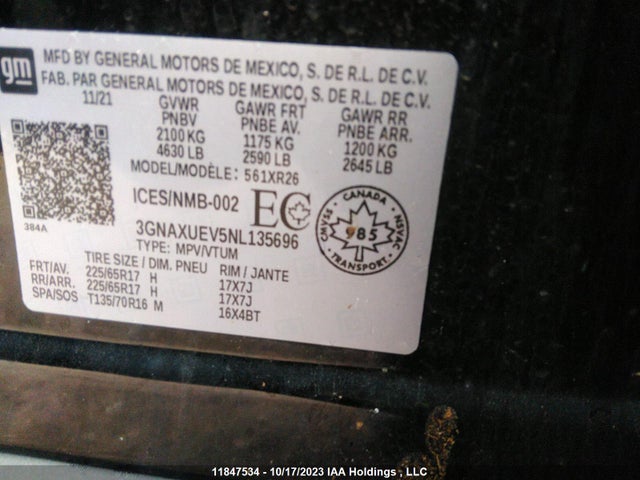 Chevrolet EQUINOX LT 2022 3GNAXUEV5NL135696 Image 9