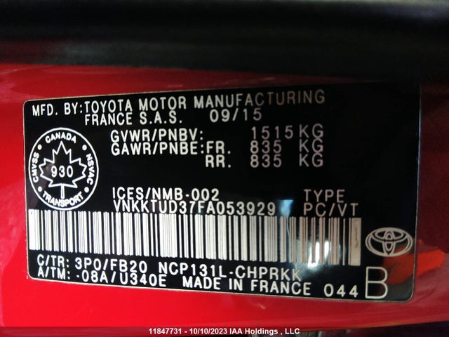 Toyota Yaris Le/se 2015 VNKKTUD37FA053929 Image 9